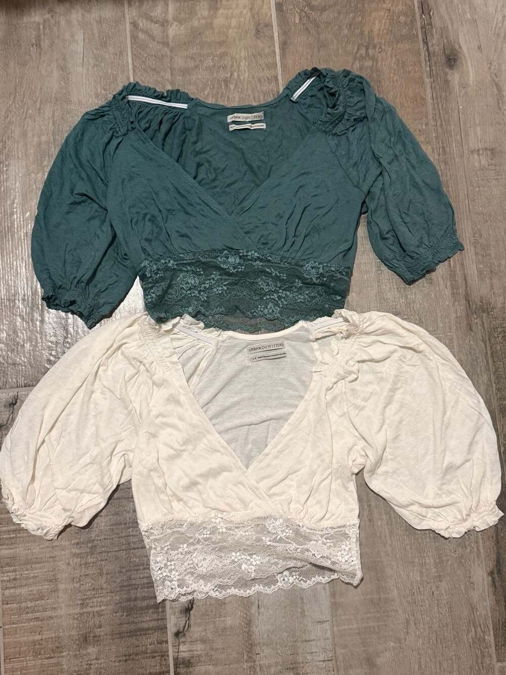 Urban Outfitters Lace Hem Puff Sleeve Crop Top, Size S, BUNDLE